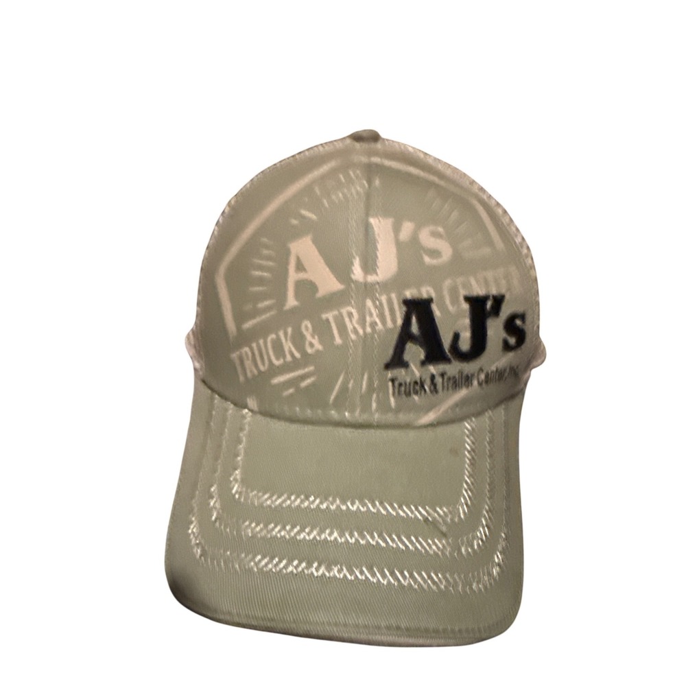 AJs Truck & Trailer Center Tan Mesh Back Trucker Hat Snapback Cap Vintage Style